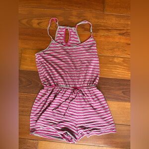 Pink and Gray Striped Romper